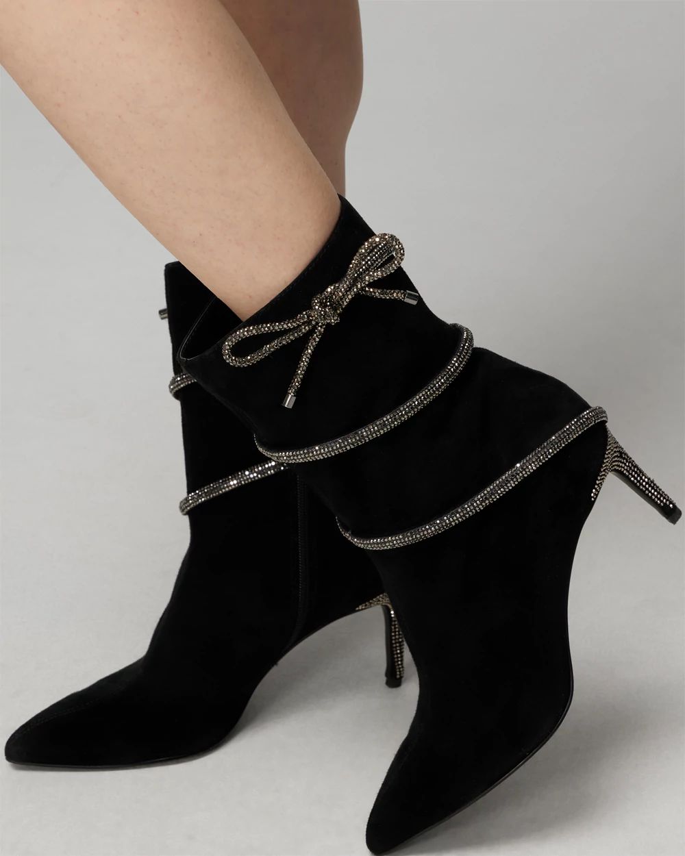 Crystal Bow Heel Bootie