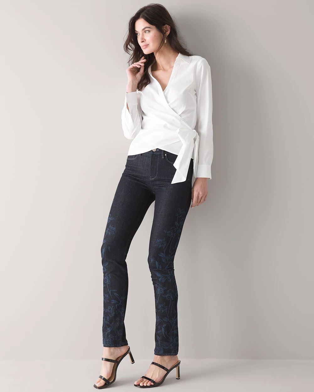Curvy High-Rise Sculpt Floral Slim Jeans