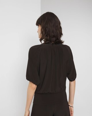 Matte Jersey 3/4 Sleeve Notch Neck Top