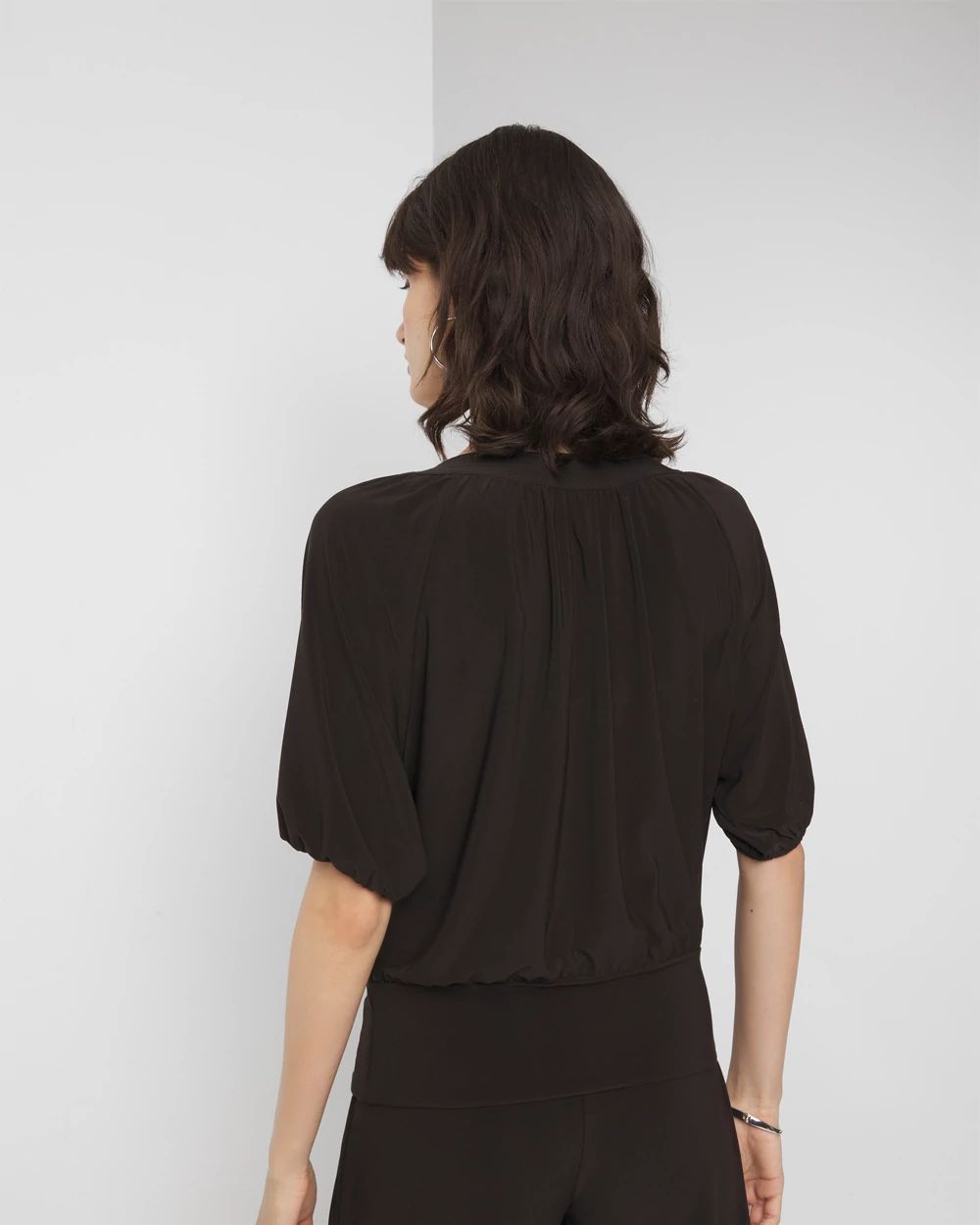 Matte Jersey 3/4 Sleeve Notch Neck Top click to view larger image.