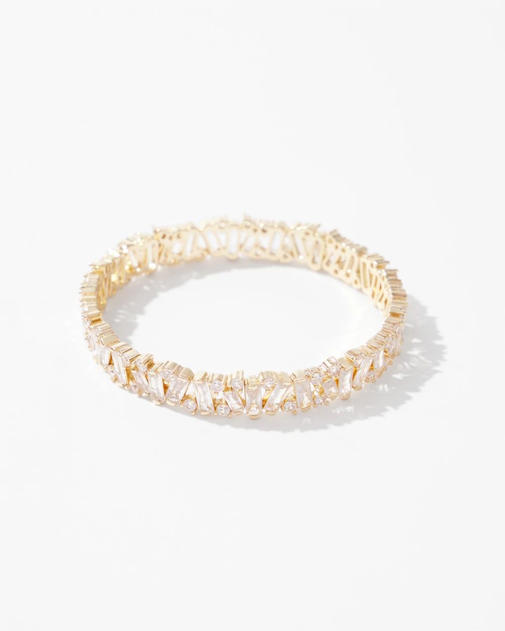 Gold Crystal Baguette Stretch Bracelet