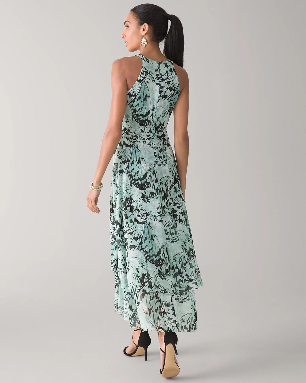 Mesh Knit Halter Midi Dress