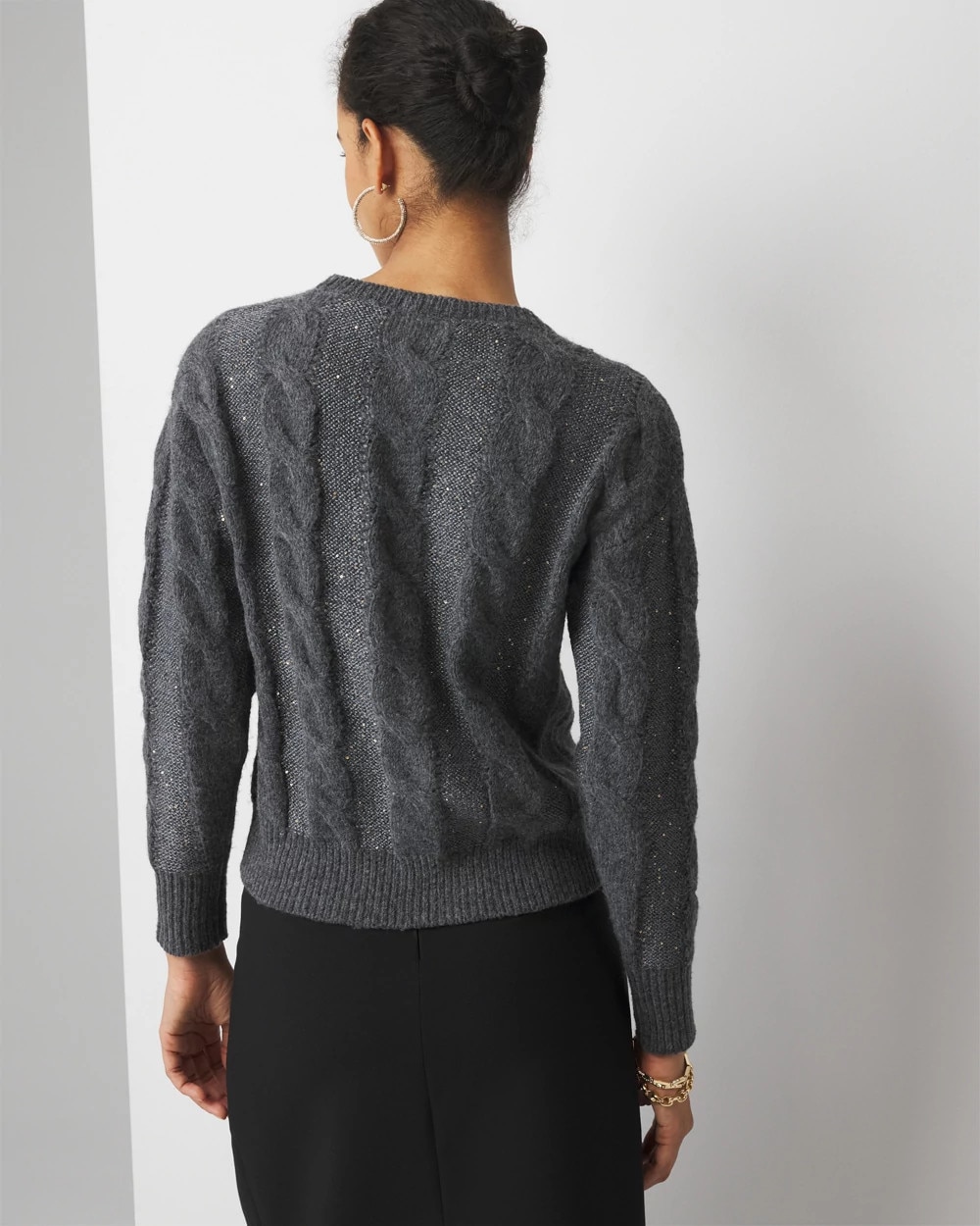 Sequin Cable Pullover Sweater