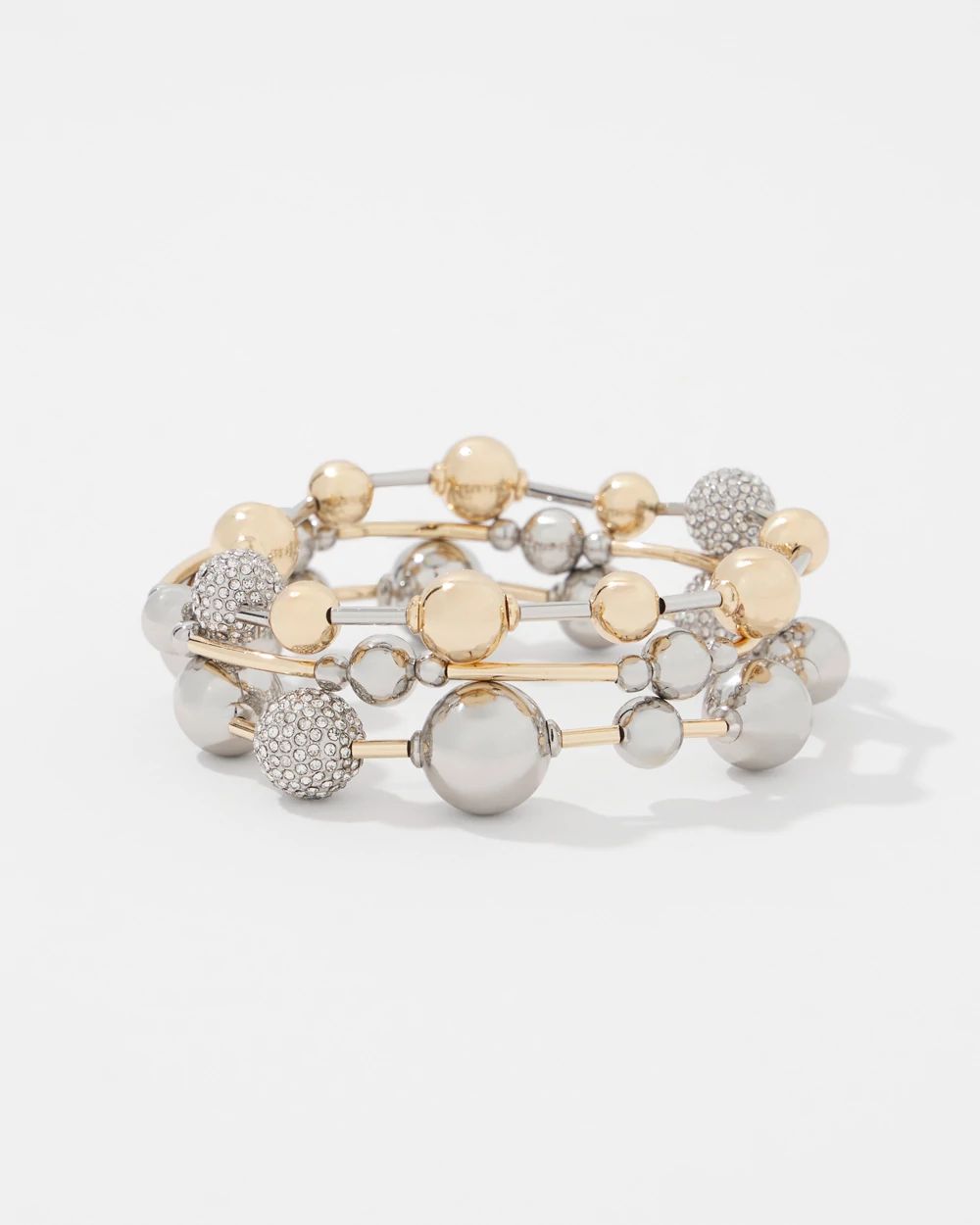 Ball Chain + Pavé 3-Pack Stretch Bracelets