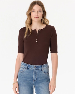 Elbow Sleeve Henley Top
