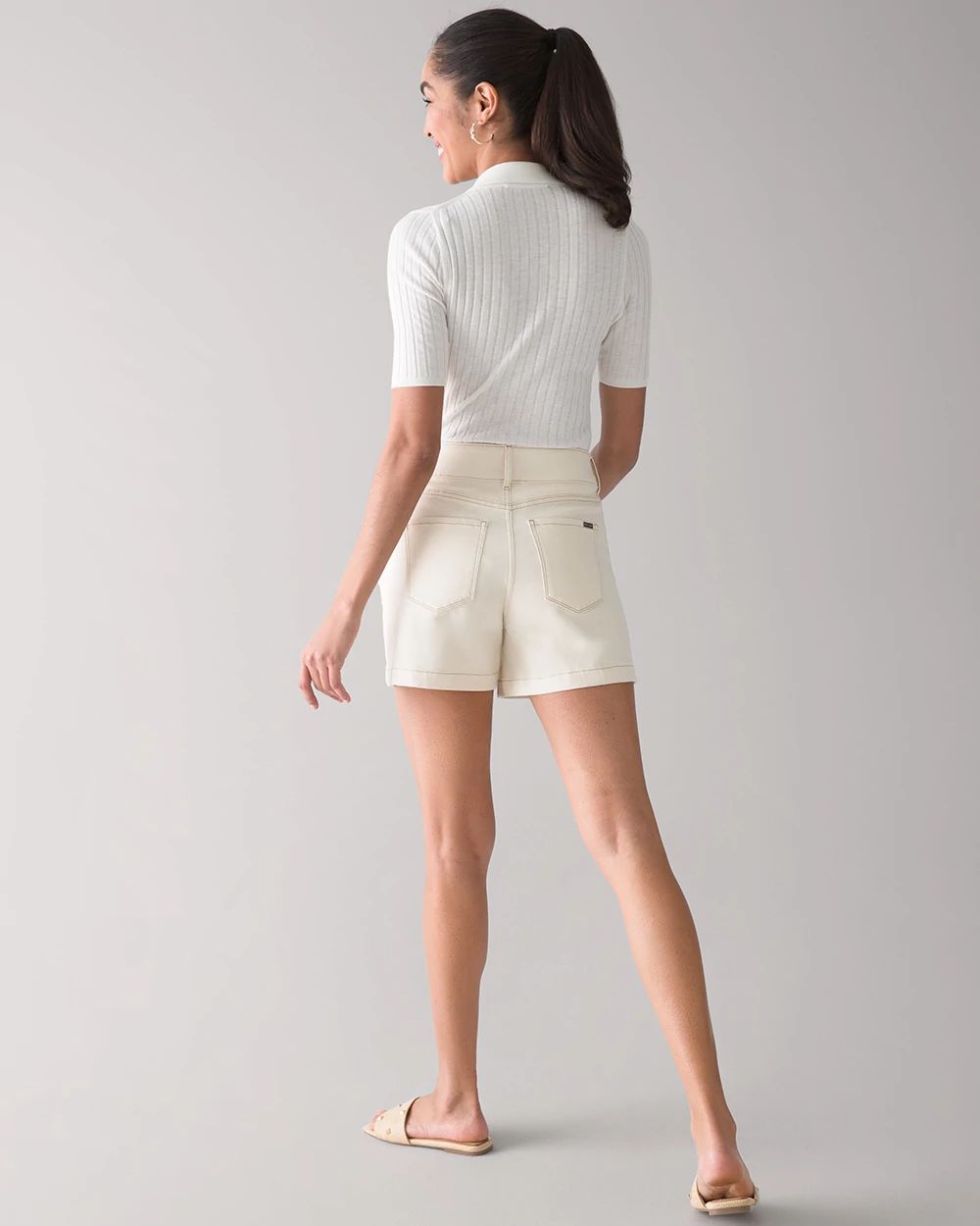 Extra High-Rise Belted  5-Inch Denim Shorts
