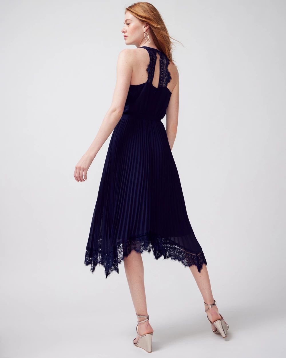 Sleeveless Lace-Trim Midi Dress