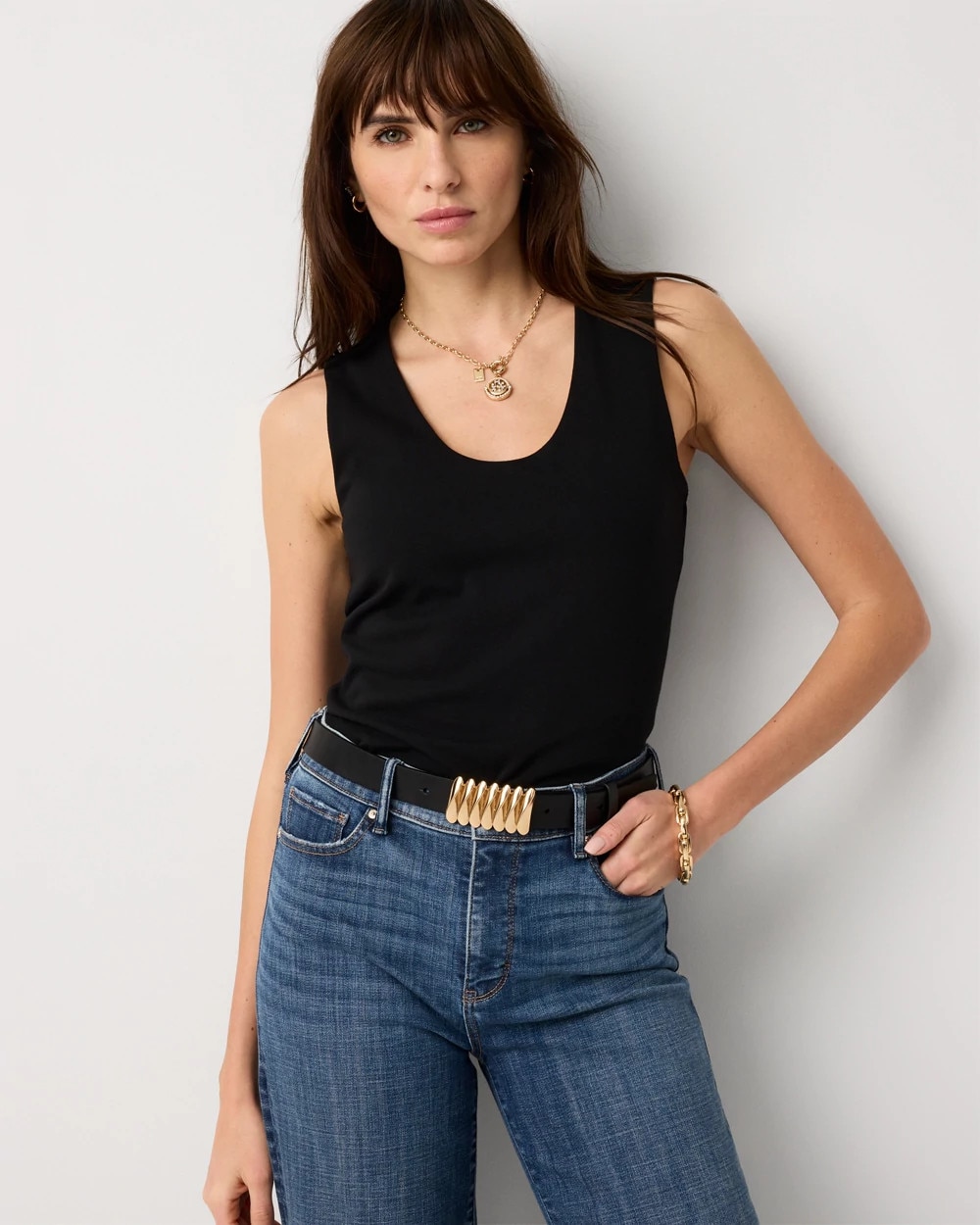 WHBM FORME™ Ribbed Scoop Neck Shell