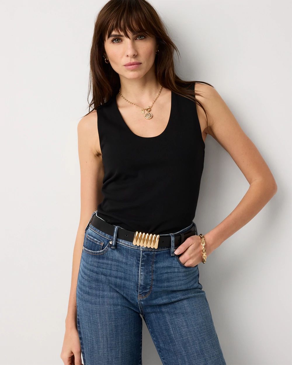 WHBM FORME™ Ribbed Scoop Neck Shell