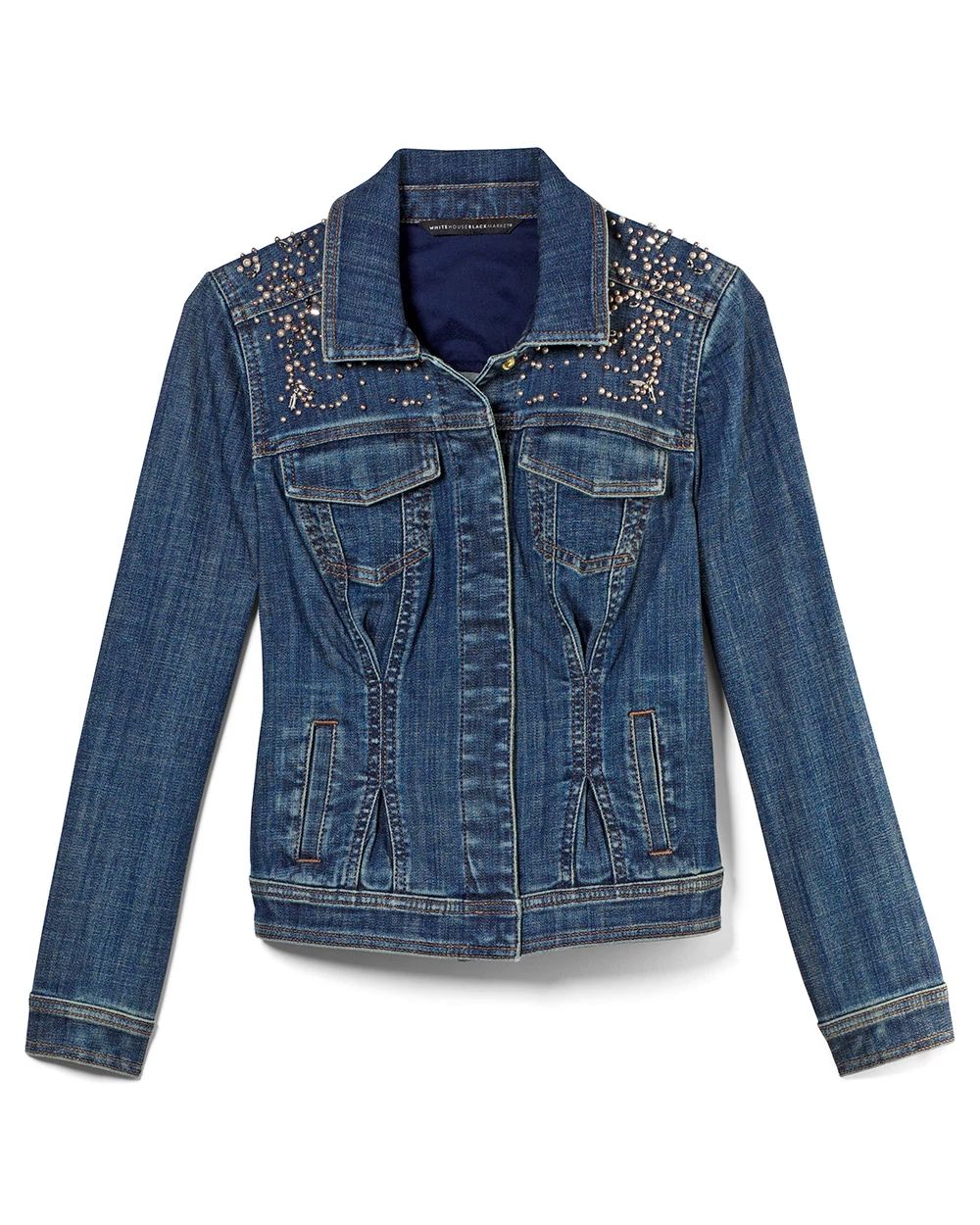 Pearl studded jean jacket clearance