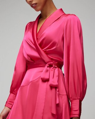 Long Sleeve Satin Wrap Mini Dress
