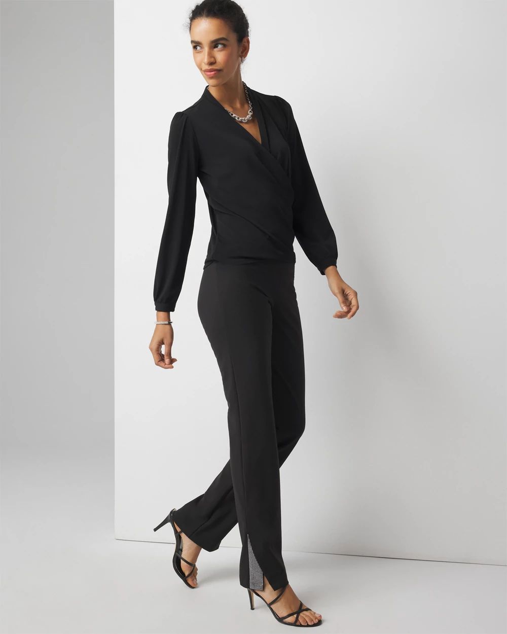 WHBM® Scuba Embellished Flare Leggings click to view larger image.