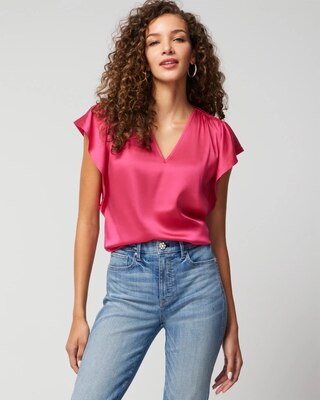 Flutter-Sleeve V-Neck Top