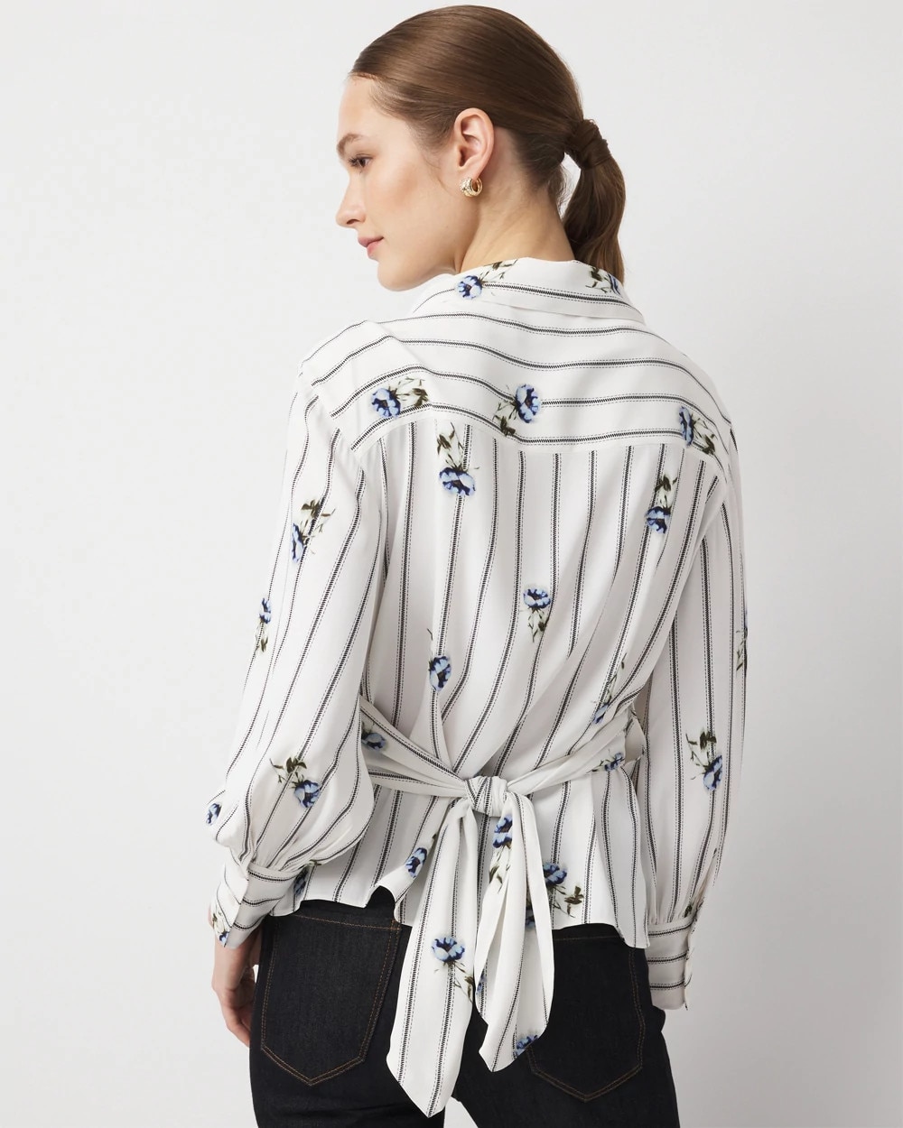 Crepe Long Sleeve Wrap Shirt