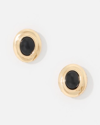 Black Cap Stud Earrings click to view larger image.