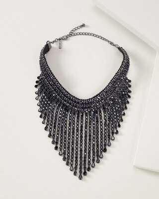 Black Crystal Waterfall Statement Necklace