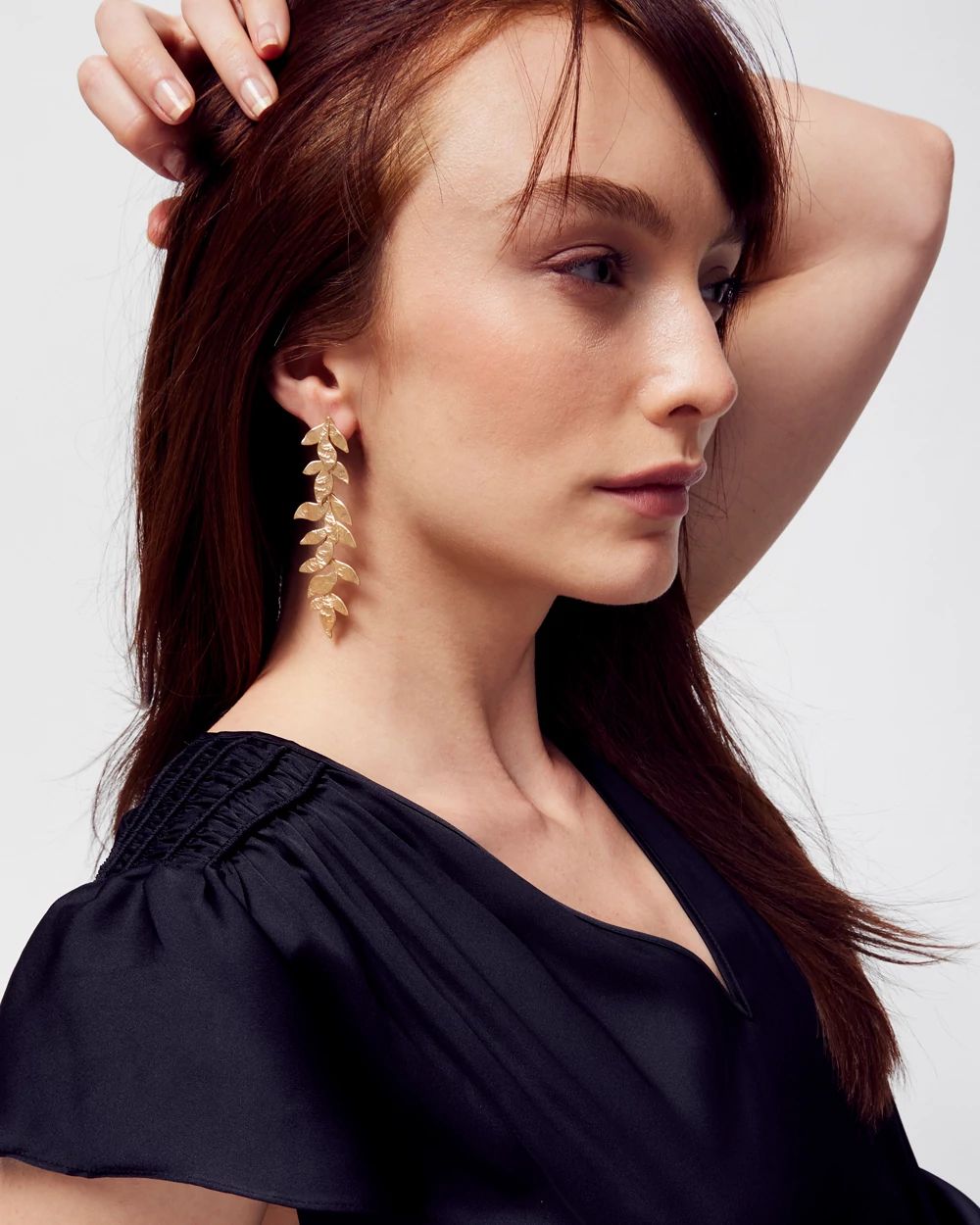 Goldtone & Floral Linear Drop Earrings