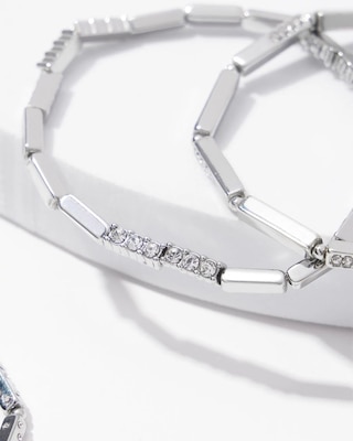Silver Tone Pavé Stretch Bracelets click to view larger image.