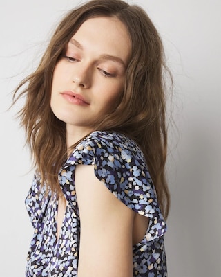 Ruched Front Flutter Sleeve Shell Top click to view larger image.
