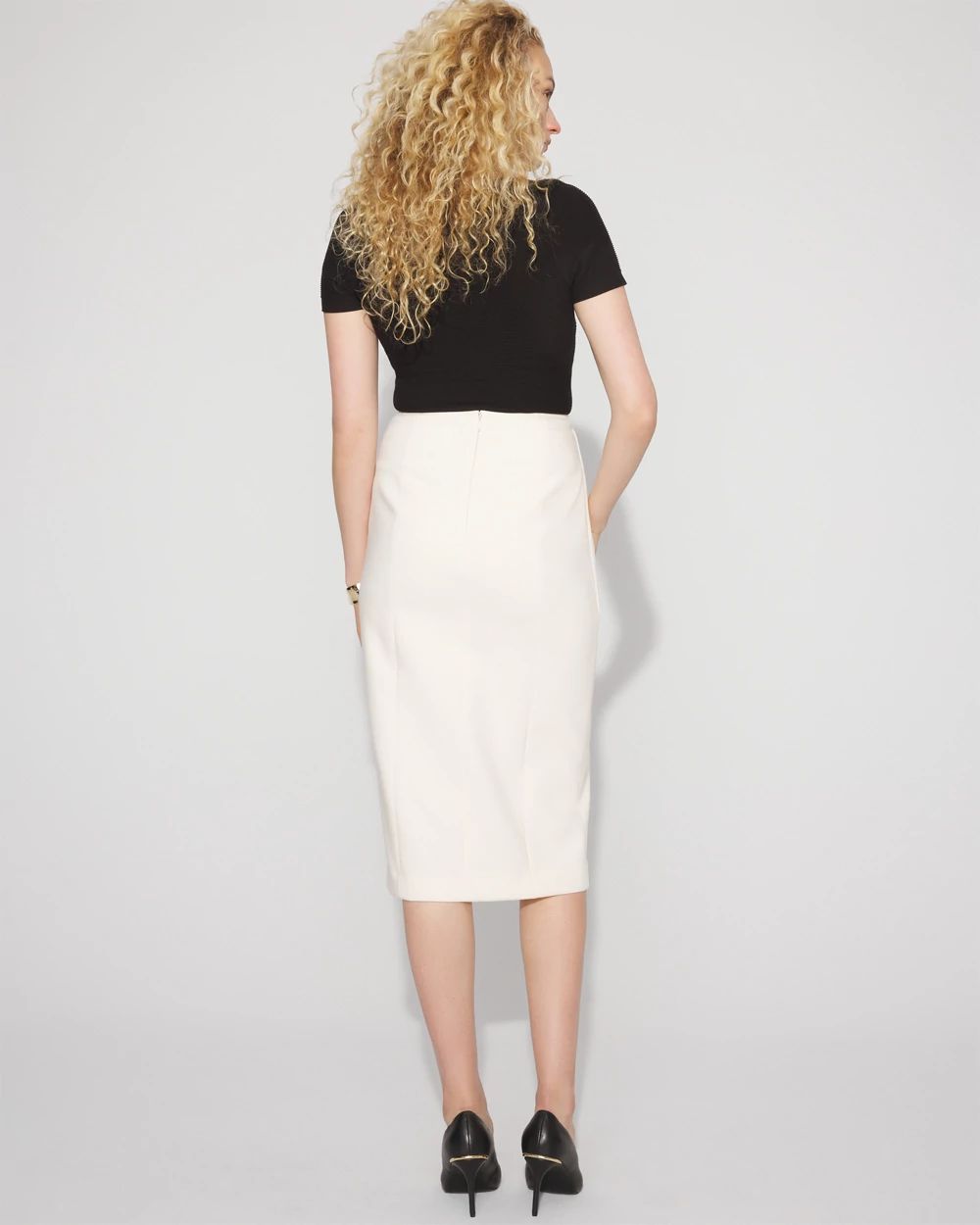 Asymmetric Button Front Pencil Skirt