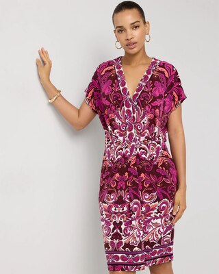 Pleated V-neck Dress click to view larger image.