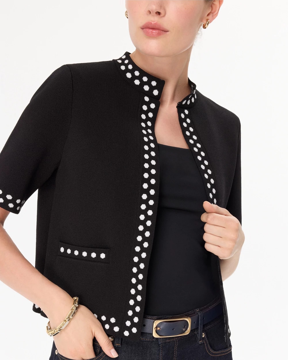 Short Sleeve Knit Cardigan