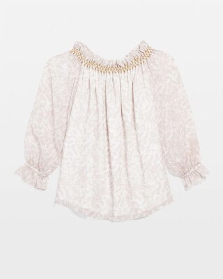 Off-the-Shoulder Beaded Chiffon Top