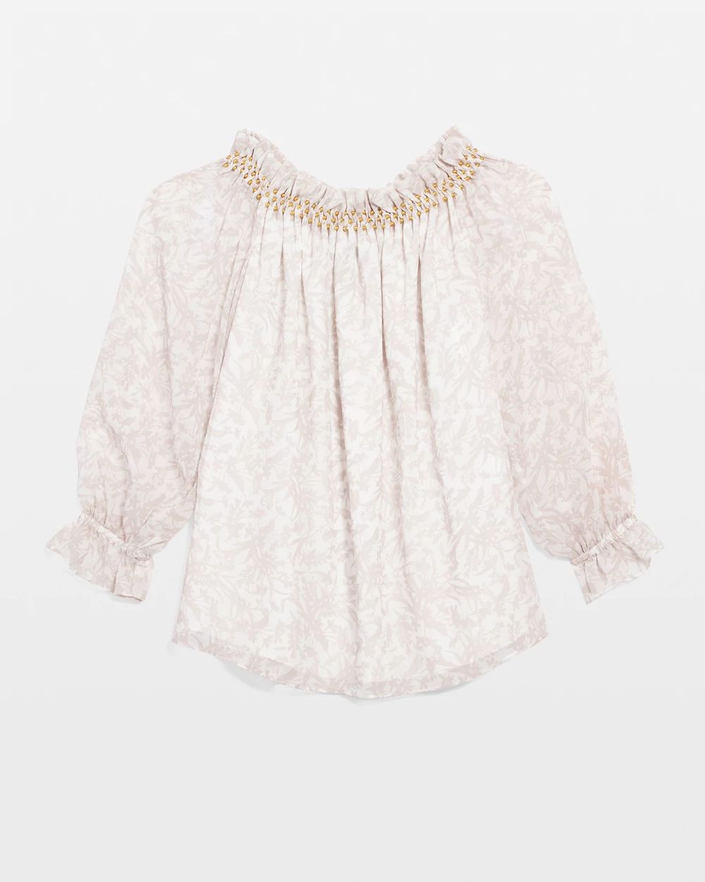 Off-the-Shoulder Beaded Chiffon Top