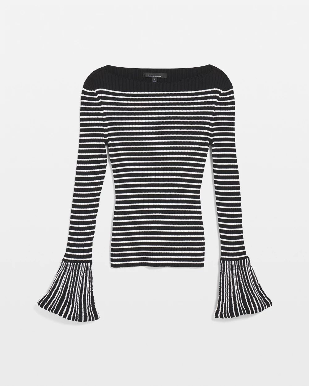 Striped Flared Cuff Sweater click to view larger image.