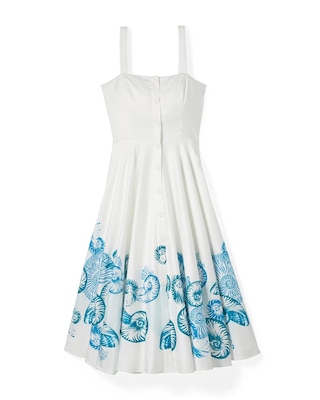 Button Front Fit & Flare Midi Dress