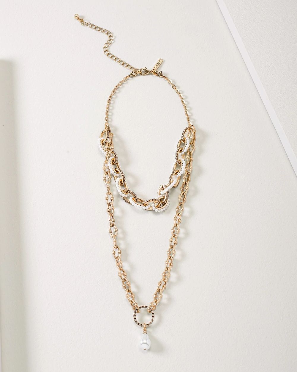 Antique Gold & Pearl Multi-Strand Short Necklace click to view larger image.