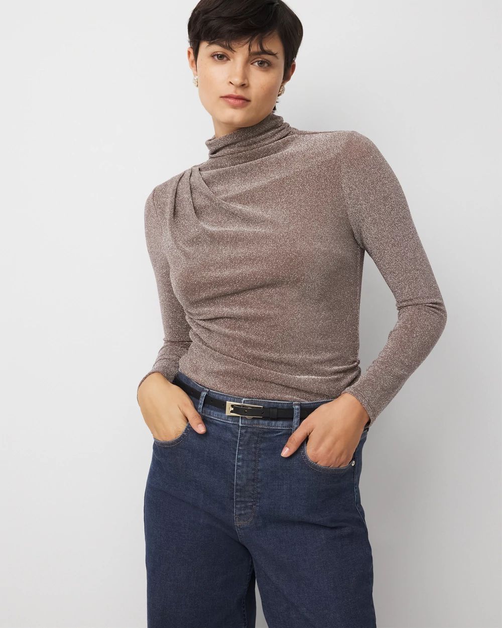 WHBM FORME™ Stretch Metallic Long-Sleeve Tee