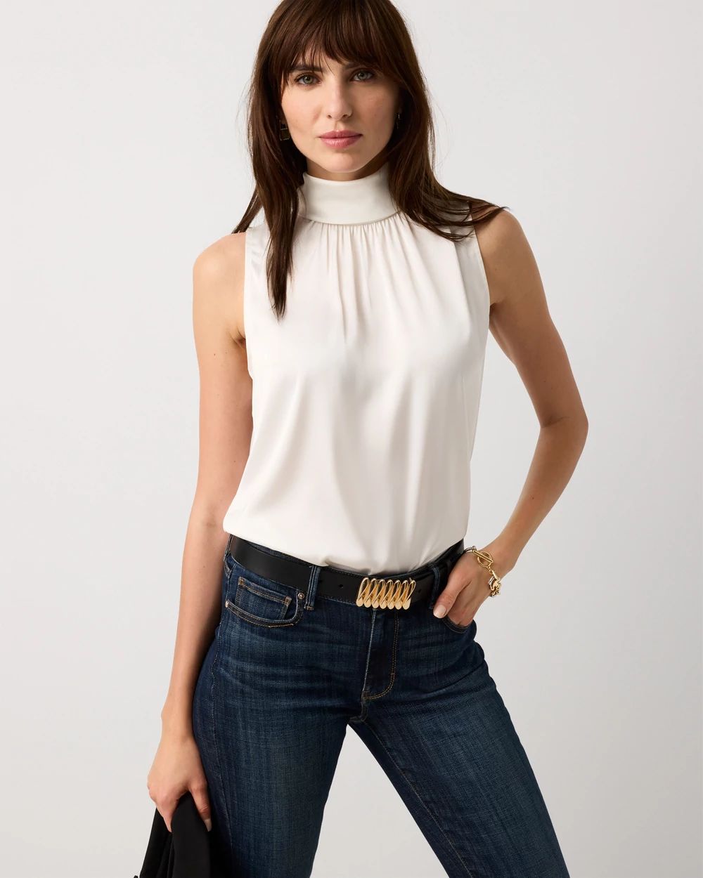 Bow Back Satin Halter Blouse