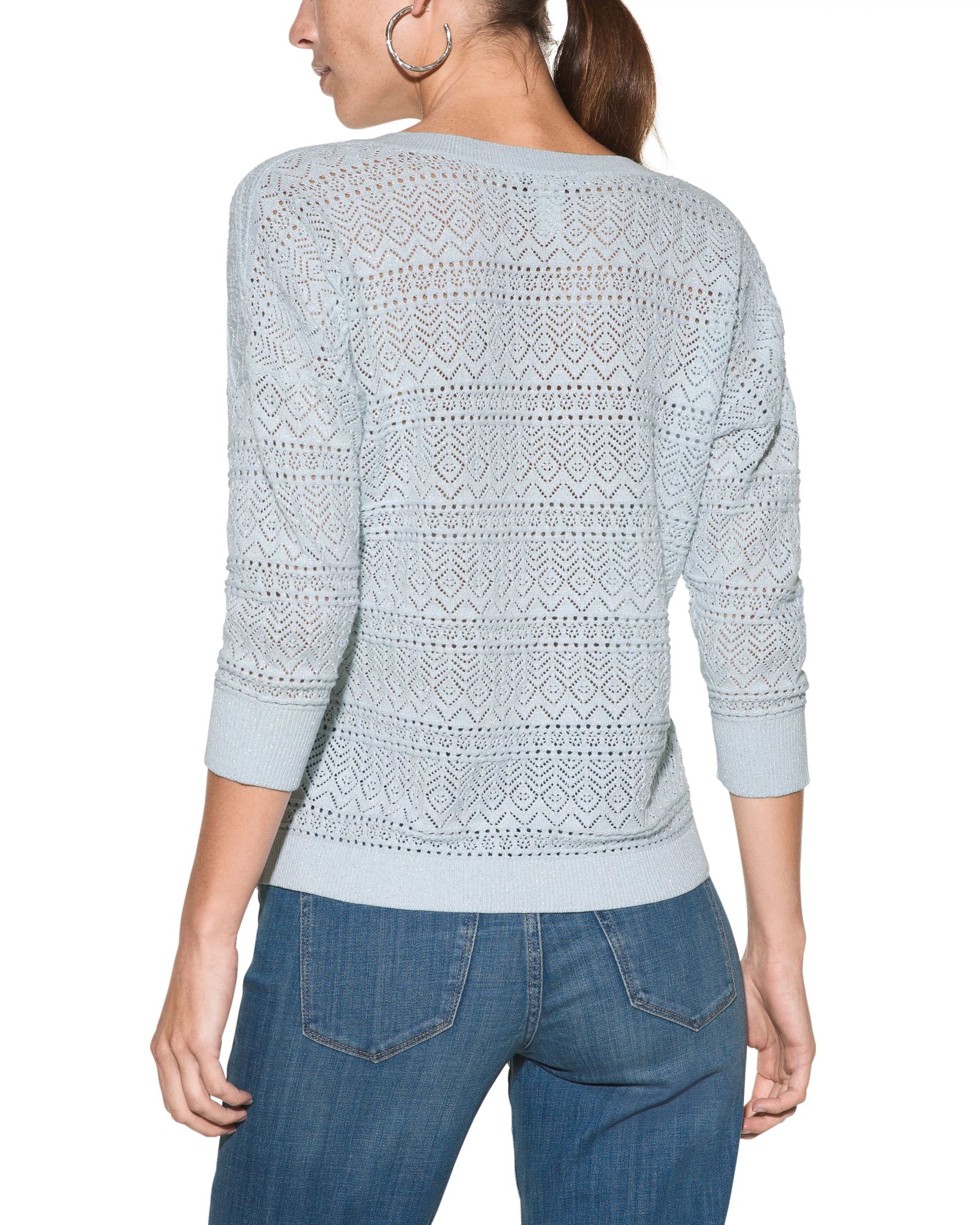 Outlet WHBM Pointelle V-Neck Pullover