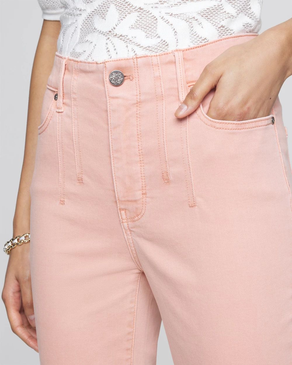 High-Rise Front Seamed Slim Ankle Jeans