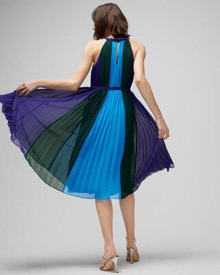 Colorblock Braided Halter Dress