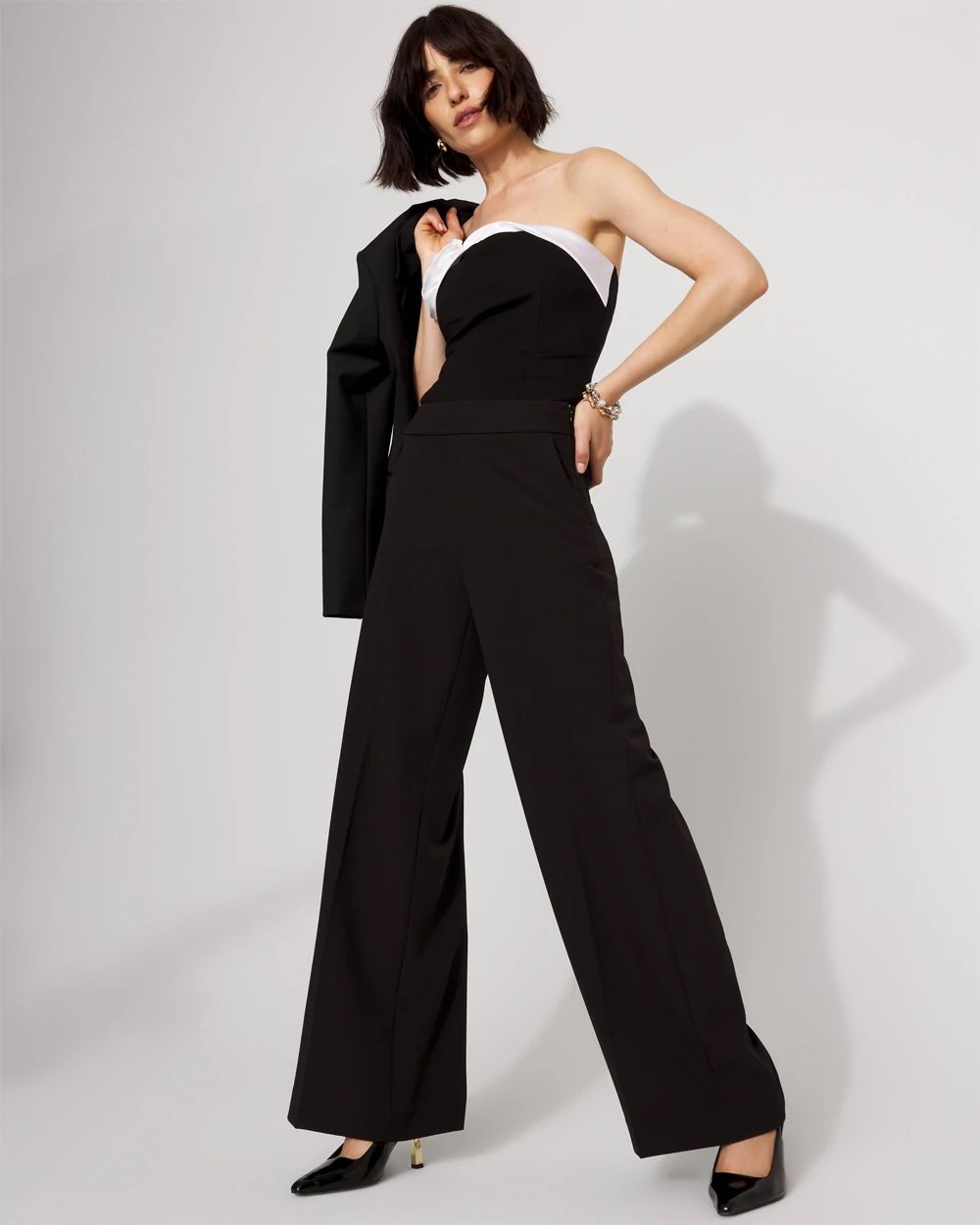 Petite High Rise Flat Front Wide Leg Pant