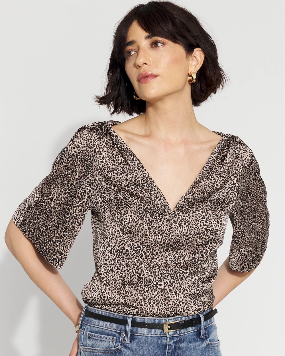 Satin Twist-Shoulder Top