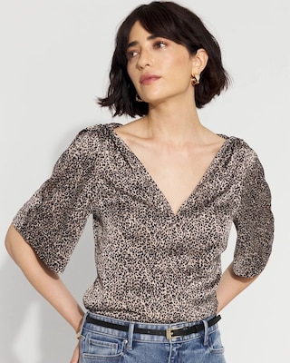 Satin Twist-Shoulder Top