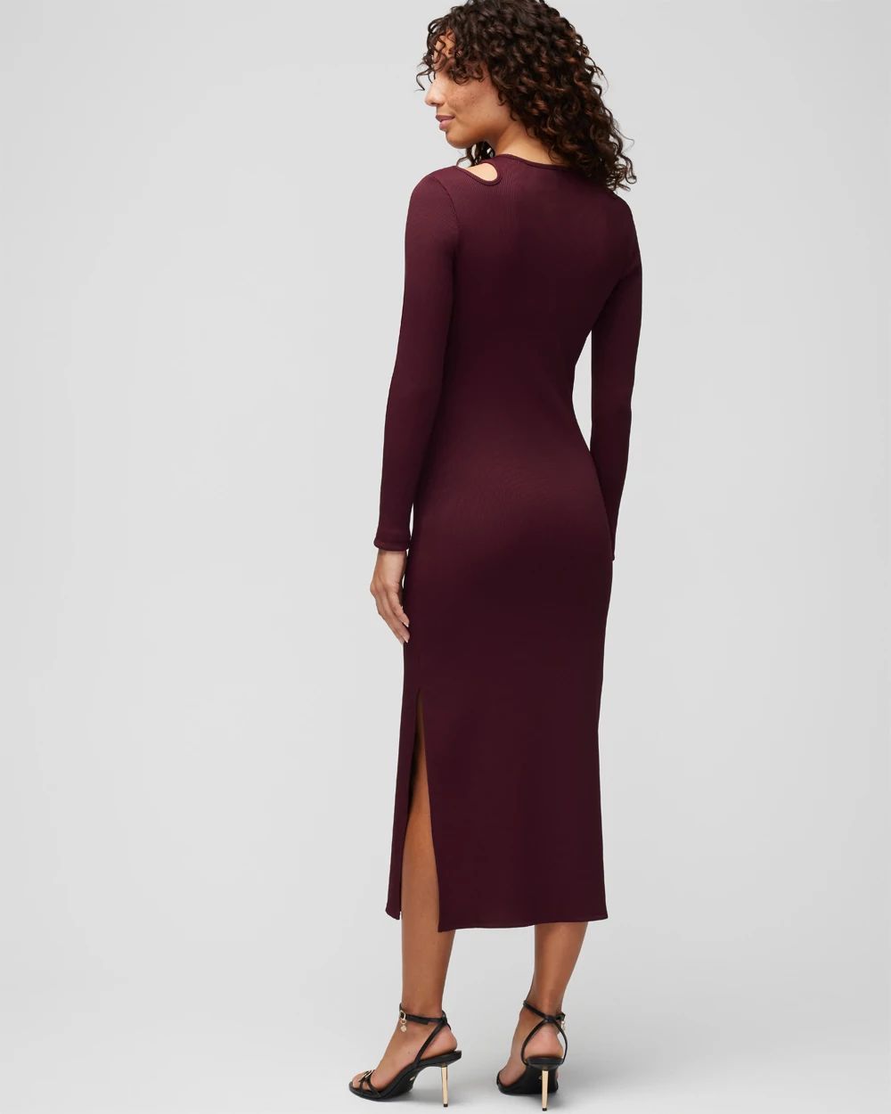 WHBM® FORME Rib Long Sleeve Cutout Dress