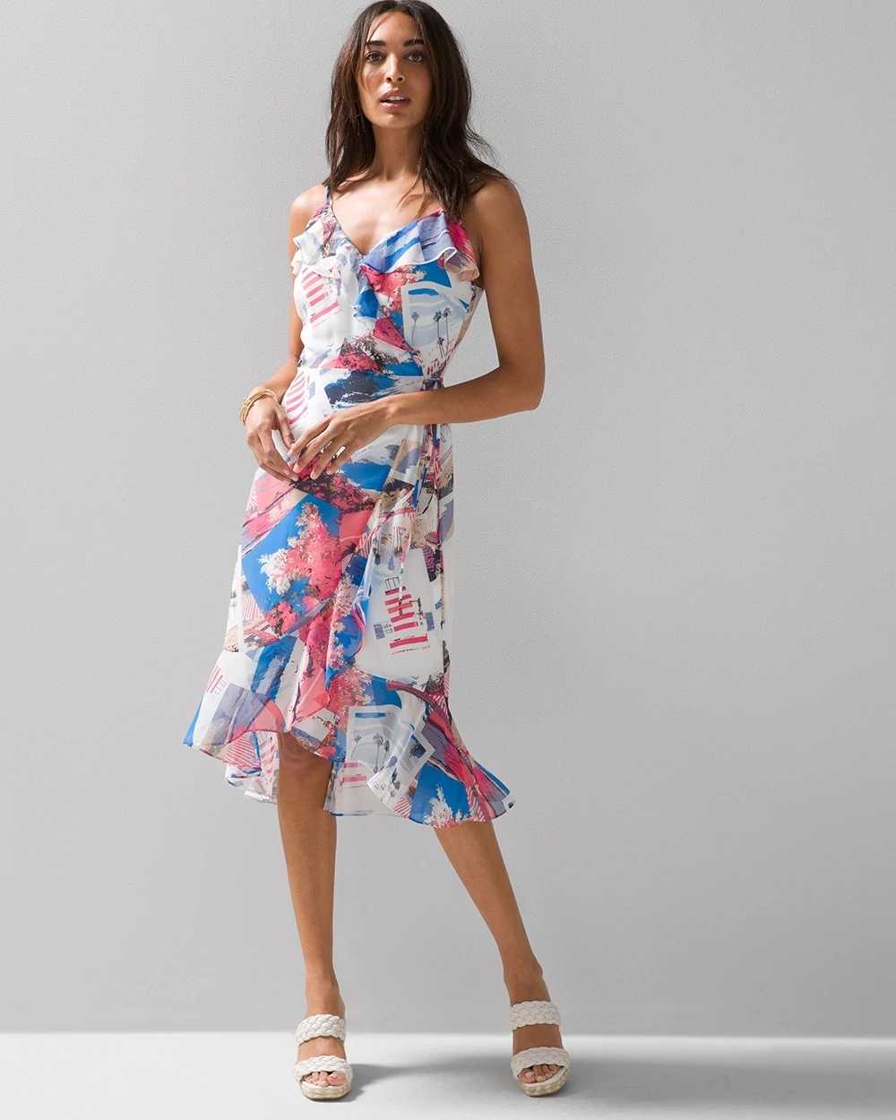 White house black market ruffle on sale dress