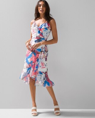 Spaghetti-strap Ruffle Wrap Dress