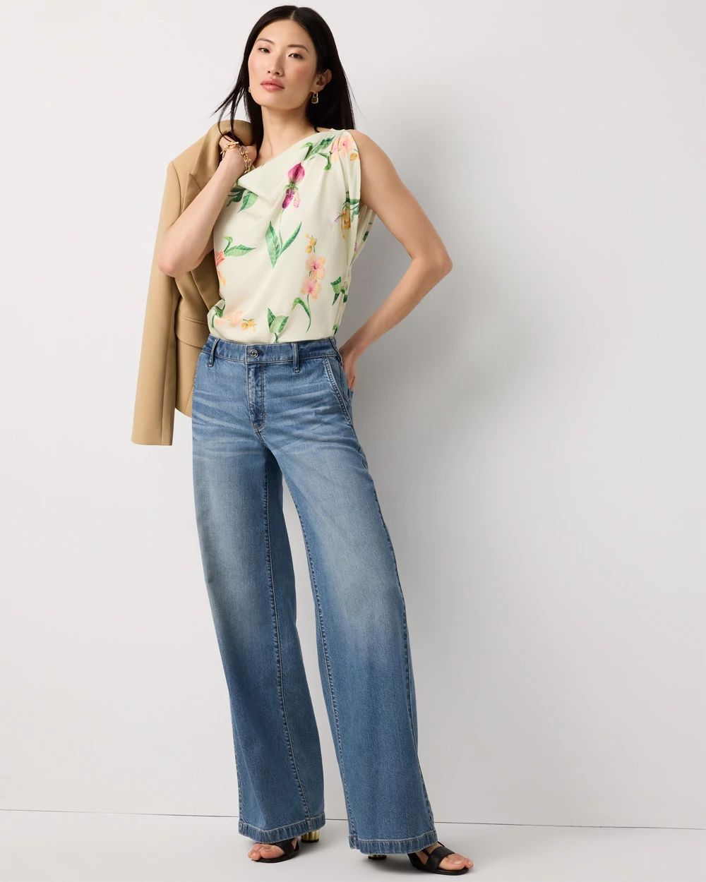 Satin Petal Sleeve Blouse click to view larger image.