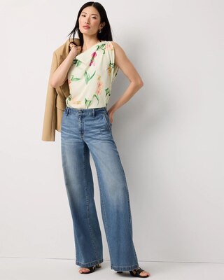 Satin Petal Sleeve Blouse click to view larger image.