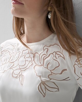 Laser-Cut Floral Blouse