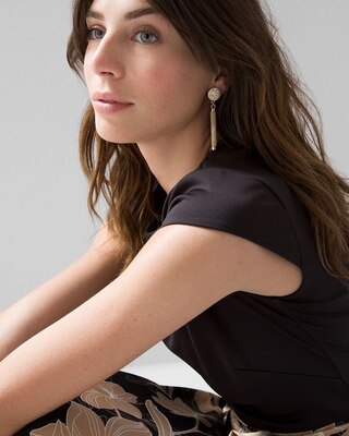 Goldtone Faux Horn Linear Earrings