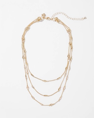 Gold Convertible Bezel Multiple Strand Necklace click to view larger image.