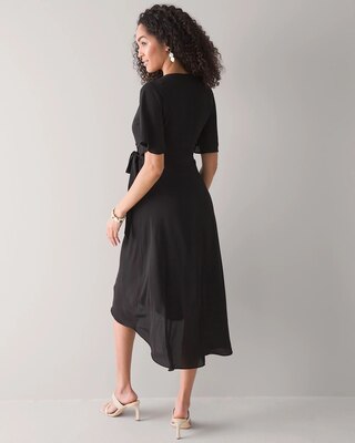 Flutter Sleeve Midi Wrap Dress