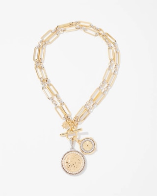 Mixed-Metal Convertible Toggle Coin Necklace click to view larger image.
