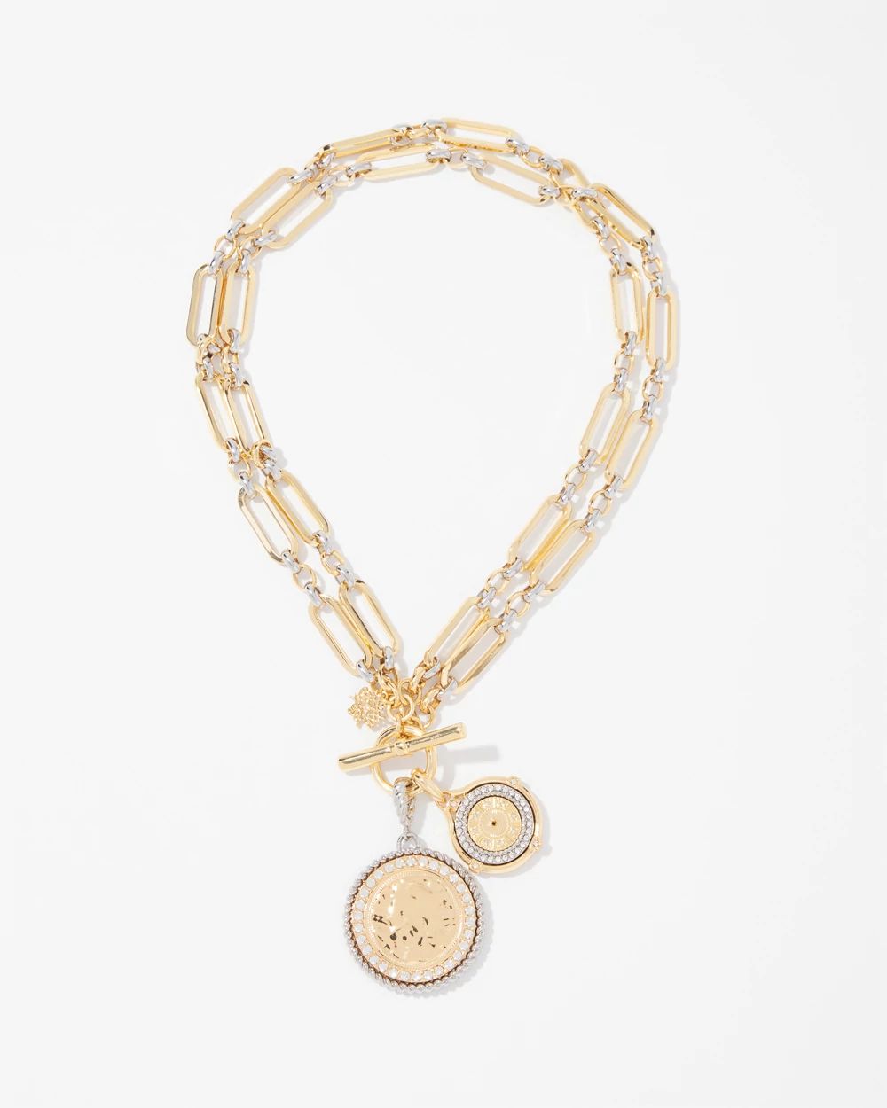 Mixed-Metal Convertible Toggle Coin Necklace